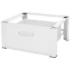 ML-Design Waschmaschinen Untergestell mit Schublade 63x54cm Stahl Weiß bis 150kg< Waschmaschinen