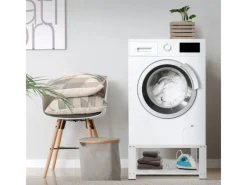 ML-Design Waschmaschinen Untergestell mit Ablage 63x54 cm Stahl Weiß bis 150kg< Waschmaschinen