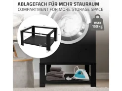ML-Design Waschmaschinen<Waschmaschinen Untergestell mit Ablage 63x54cm Stahl Schwarz bis 150kg