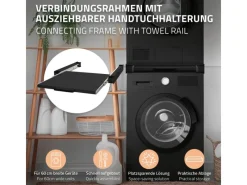 ML-Design Waschmaschinen<Zwischenbaurahmen mit Ausziehplatte aus Stahl 60x60 cm