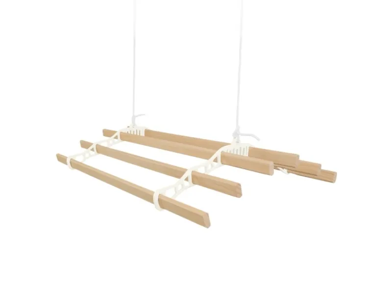 New Monstershop 1.2m Elfenbeinfarbener 6-Latten-Wäscheständer mit Deckenrollen