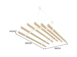 New Monstershop 1.2m Elfenbeinfarbener 6-Latten-Wäscheständer mit Deckenrollen