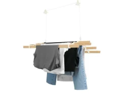 Monstershop Wäschetrockner<1.8m Elfenbeinfarbener 6-Latten-Wäscheständer mit Deckenrollen