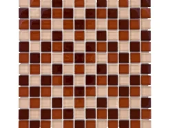 Küchenrückwände<Mosaikmatte Glas Braun Beige Mix 30 cm x 30 cm