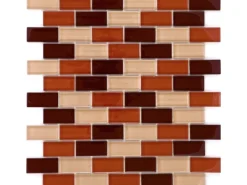 Mosaikmatte Glas Brick Braun Beige Mix 30 cm x 30 cm< Küchenrückwände