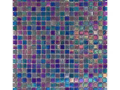 Küchenrückwände<Mosaikmatte Glas Perlmutt Dunkelblau 33 cm x 33 cm