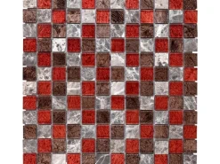Mosaikmatte Naturstein Metalica Marron 30 cm x 30 cm< Küchenrückwände