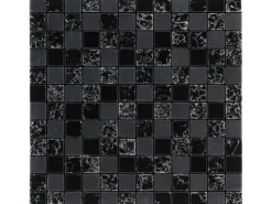 Küchenrückwände<Mosaikmatte Smart Black Glas Schwarz 30 cm x 30 cm