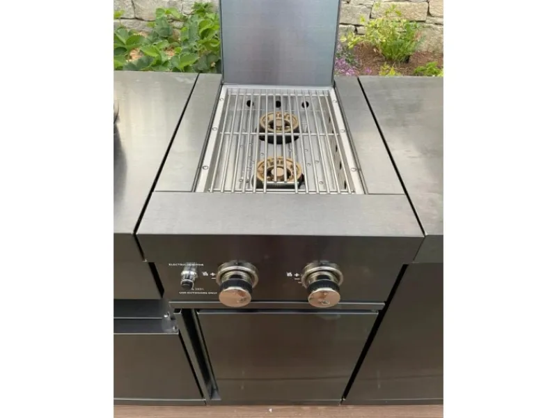MyOutDoorKitchen Kücheninseln|Kochfelder<Modul mit Doppel Seitenbrenner Black Collection