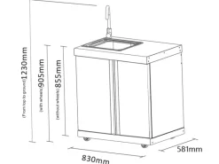 MyOutDoorKitchen Modul mit Spülbecken und Aufbewahrungsschrank Stainless Collection< Schneidebretter