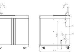 MyOutDoorKitchen Modul mit Spülbecken und Aufbewahrungsschrank Stainless Collection< Schneidebretter