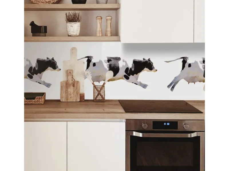 Küchenrückwände<MySpotti Küchenrückwand Profix Cucina Fliegende Kuh 270 x 60 cm Schwarz-Weiß