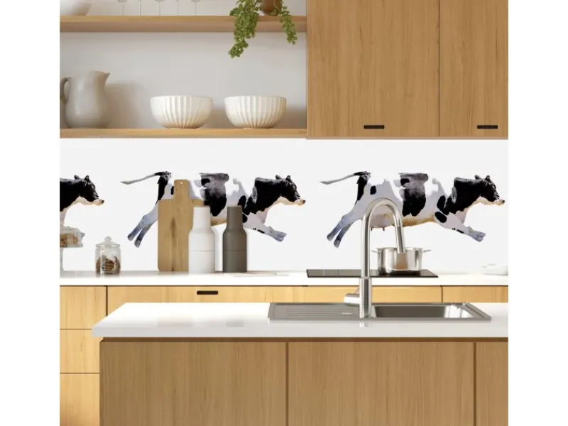 Küchenrückwände<MySpotti Küchenrückwand Profix Cucina Fliegende Kuh 270 x 60 cm Schwarz-Weiß