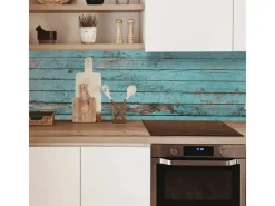 MySpotti Küchenrückwand Profix Cucina Ernest Holz 160 x 60 cm Cyanblau< Küchenrückwände