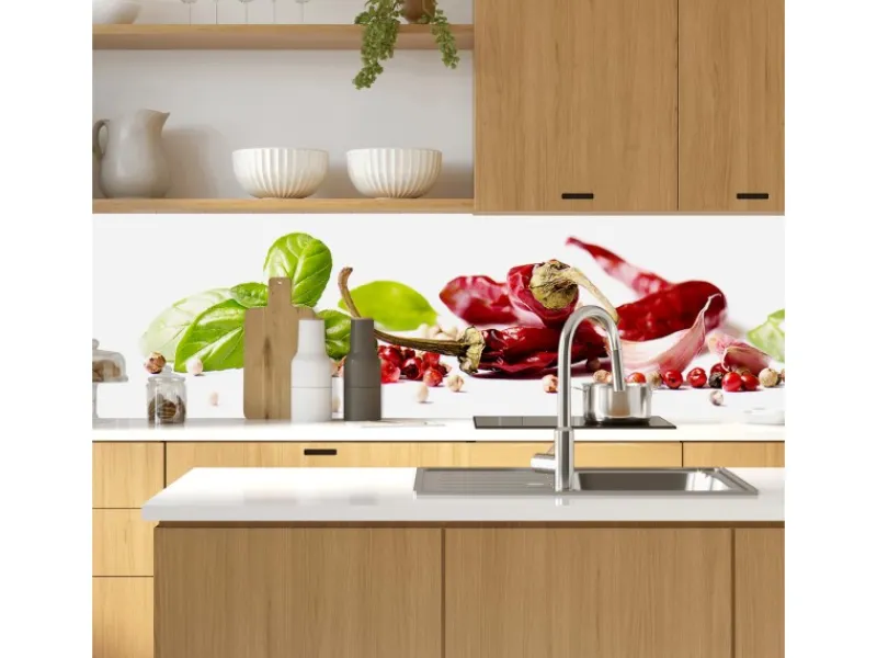 Sale MySpotti Küchenrückwand Profix Cucina Herbs und Spice 210 x 60 cm Rot-Grün