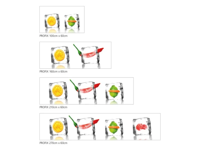 Küchenrückwände<MySpotti Küchenrückwand Profix Cucina Eisfrüchte 160 x 60 cm Kristallklar