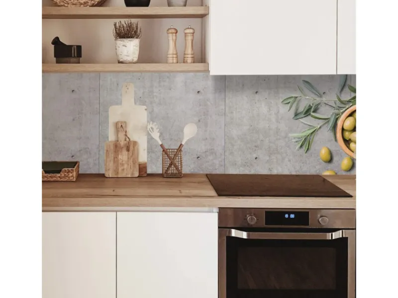 MySpotti Küchenrückwand Profix Cucina Olive und Concrete 210 x 60 cm Olivengrün< Küchenrückwände