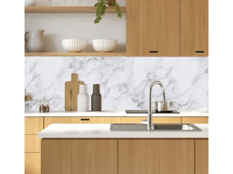 MySpotti Küchenrückwand Profix Cucina Patricia 270 x 60 cm Weiß-Marmoriert< Küchenrückwände