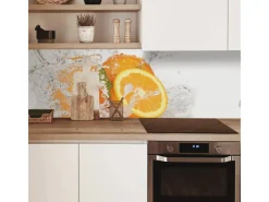 MySpotti Küchenrückwand Profix Cucina Aqua-Orange 210 x 60 cm Glasklar< Küchenrückwände