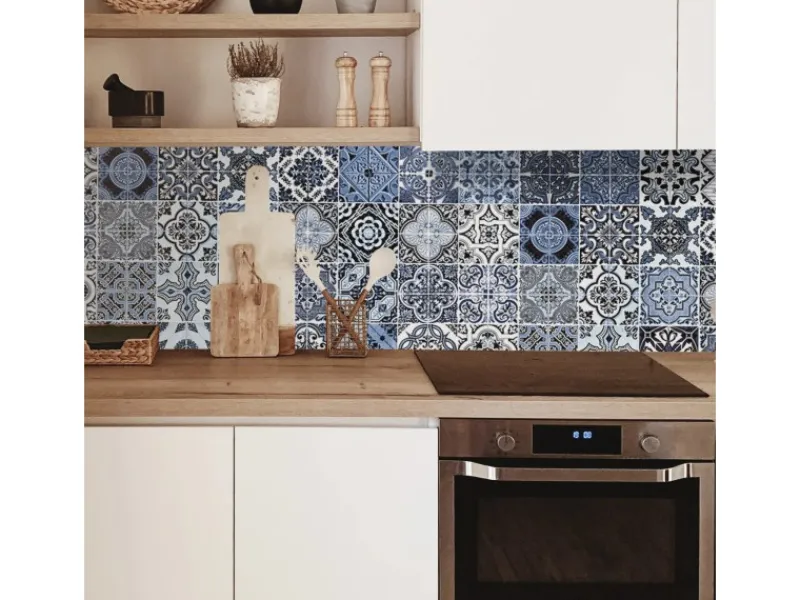 Küchenrückwände<MySpotti Küchenrückwand Profix Cucina Stefano 100 x 60 cm Blau-Weiß