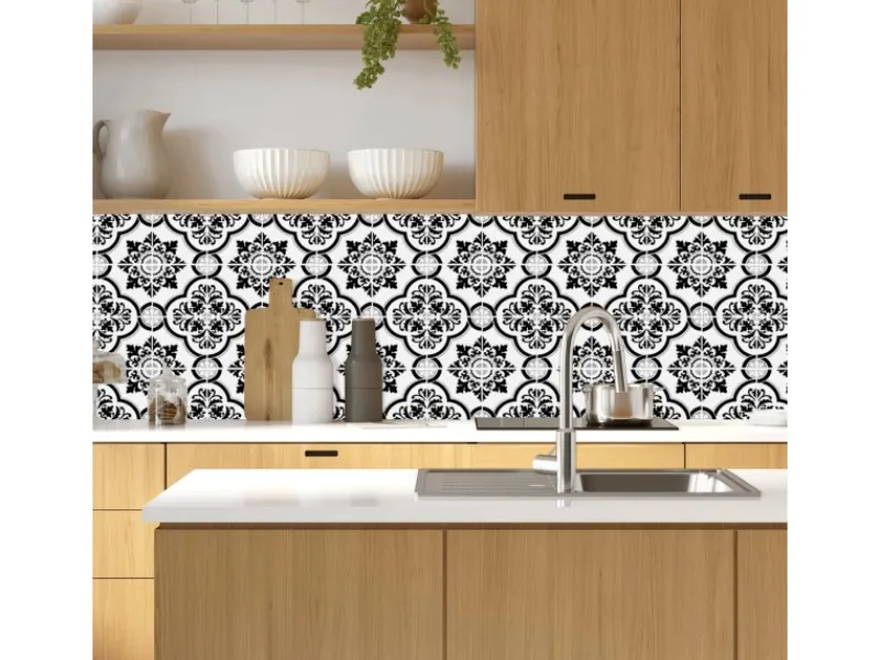 Küchenrückwände<MySpotti Küchenrückwand Profix Cucina Elena Fliese 270 x 60 cm Schwarz-Weiß