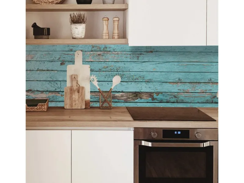 Küchenrückwände<MySpotti Küchenrückwand Profix Cucina Ernest Holz 270 x 60 cm Cyan