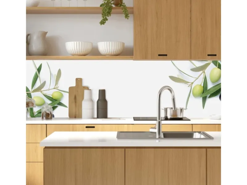 MySpotti Küchenrückwand Profix Cucina Olivenzweig 270 x 60 cm Olivengrün< Küchenrückwände