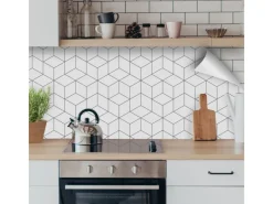 Myspotti Küchenrückwandfolie Hexagon Selbstklebend 220 cm x 60 cm Weiß