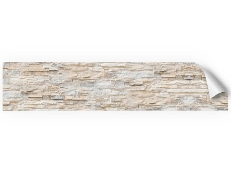 Discount Myspotti Küchenrückwandfolie Bruchsteinwand Beige Selbstklebend 280 cm x 60 cm