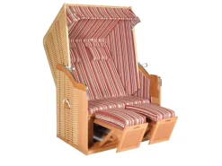 Natur24 Gartenstrandkorb Rustikal 50 2-Sitzer Kunststoffgeflecht Beige-Rot< Kühlschränke