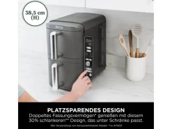 Online Ninja Heißluftfritteuse Double Stack XL SL400EU m. 2 Ebenen 9,5 l Grau