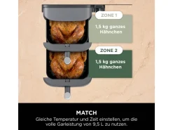 Online Ninja Heißluftfritteuse Double Stack XL SL400EU m. 2 Ebenen 9,5 l Grau