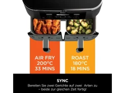 Hot Ninja Heißluftfritteuse Foodi Max AF400EU Dual Zone Schwarz