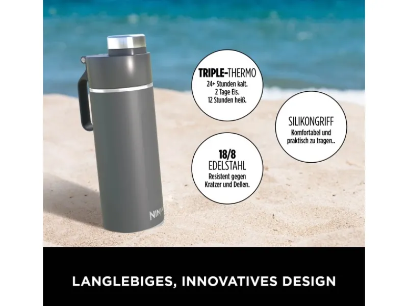 New Ninja Trinkflasche Thirsti DW1801EUUKGY 530 ml Grau