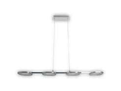 Näve Kücheninseln<LED-Pendelleuchte Beam Stahl-Blank 150 cm x 100 cm x 16 cm 4er-Set