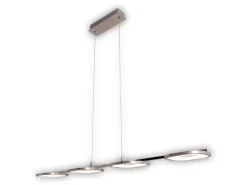 Näve Kücheninseln<LED-Pendelleuchte Beam Stahl-Blank 150 cm x 100 cm x 16 cm 4er-Set