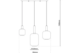 Näve Kücheninseln<Pendelleuchte Fumo Schwarz 150 cm x 82,4 cm x 22 cm 3er-Set