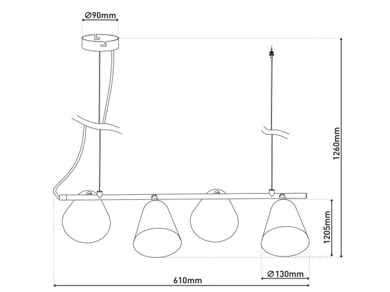Outlet Näve Pendelleuchte Triton Schwarz 126 cm x 61 cm x 13 cm 4er-Set