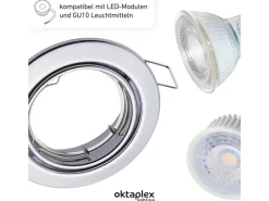 Kücheninseln<Oktaplex 12er Set LED Deckenspot Dijon inkl. LED Modul Warmweiß 2700K 4,8W Chrom 380lm LED Einbaustrahler Schwenkbar