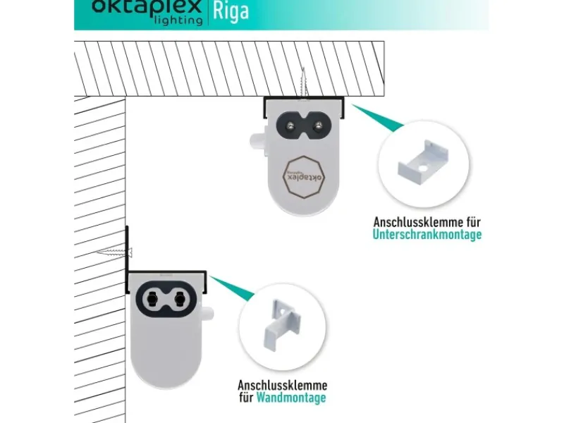 Oktaplex LED Unterbauleuchte Riga Küche 54cm Neutralweiß 4000K 230V mit Schalter< Küchenschränke