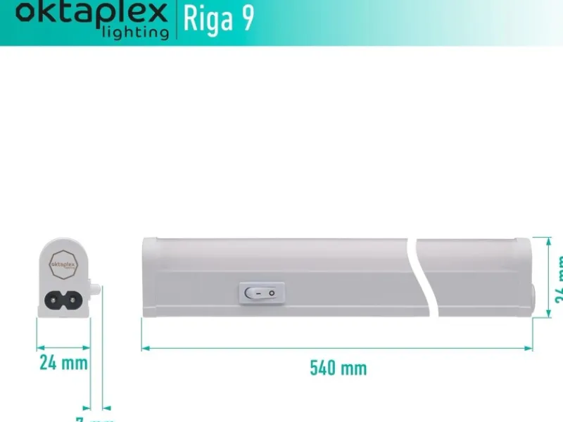 Oktaplex LED Unterbauleuchte Riga Küche 54cm Neutralweiß 4000K 230V mit Schalter< Küchenschränke