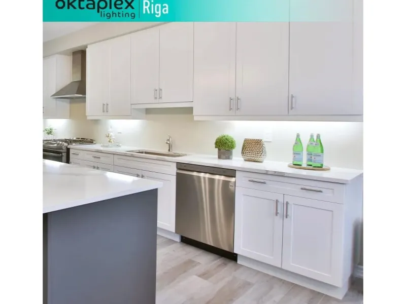 Oktaplex LED Unterbauleuchte Riga Küche 54cm Neutralweiß 4000K 230V mit Schalter< Küchenschränke