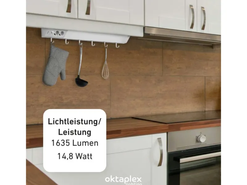 Einbauküchen<Oktaplex Talin 2er Set Unterbauleuchte Küche 76cm mit Steckdose Küchenbeleuchtung Warmweiß 3000K