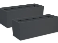 Ondis24 Pflanzkübel Blumenkübel Graphit 57 L Anthrazit - Doppelpack Blumentopf Pflanzgefäß< Töpfe