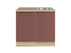Sale Optifit Bari407 Küchen-Spülenschrank-Set Rostrot