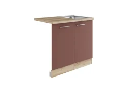 Sale Optifit Bari407 Küchen-Spülenschrank-Set Rostrot