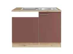 Optifit Bari407 Küchen-Spülenunterschrank Rostrot