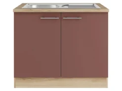 Outlet Optifit Bari407 Küchen-Spülenunterschrank 100 cm Rostrot