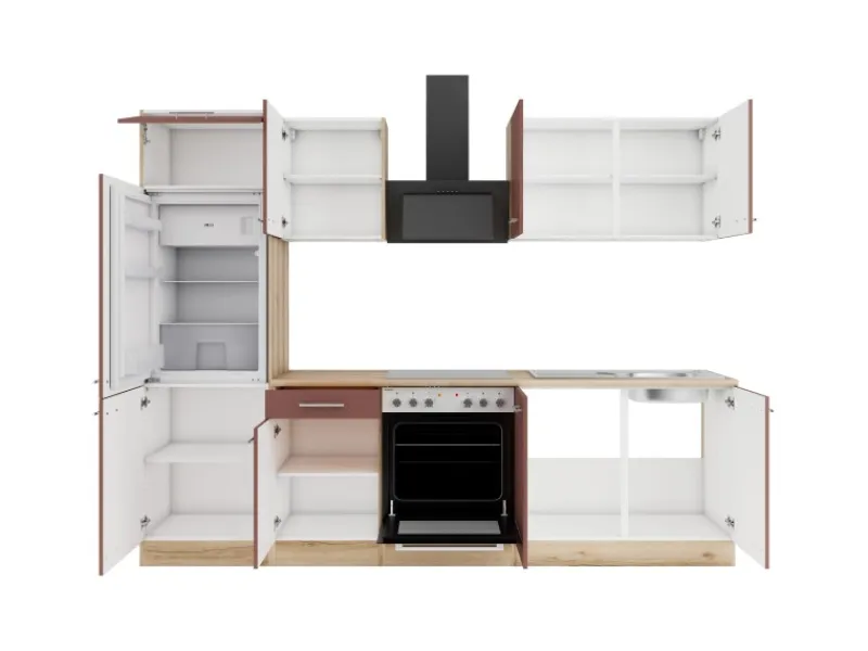 Best Optifit Bari407 Küchenzeile 270 cm ohne E-Geräte Rostrot
