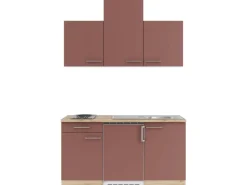 Optifit Miniküchen|Kühlschränke<Bari407 Miniküche 150 cm Rostrot